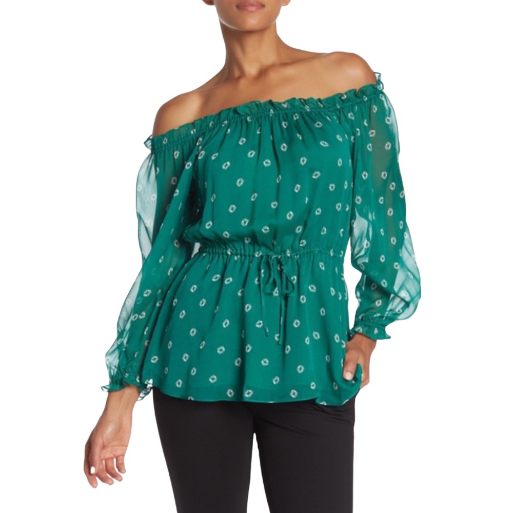 COPY - Diane Von Furstenberg green floating geo juniper camila Top Sz.14 NWT